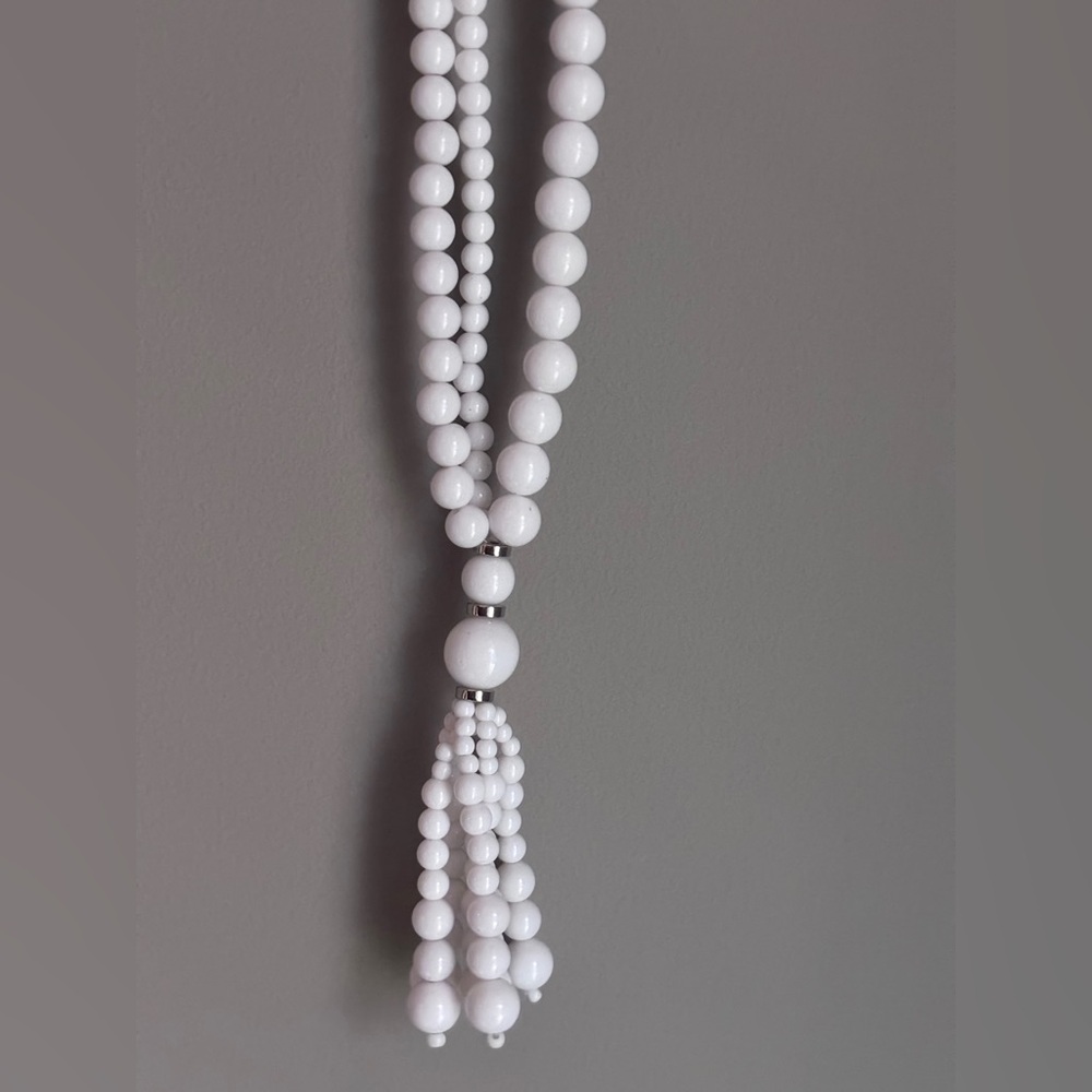 Venice Opera tasseled White Necklace